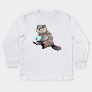 Dam Fine Beaver Kids Long Sleeve T-Shirt